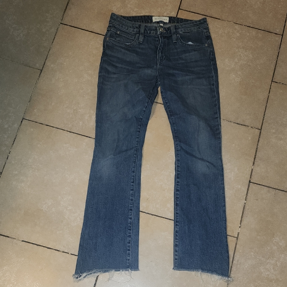 SLVRLAKE Women's Dark Blue Straight Leg Jeans with Raw Hem